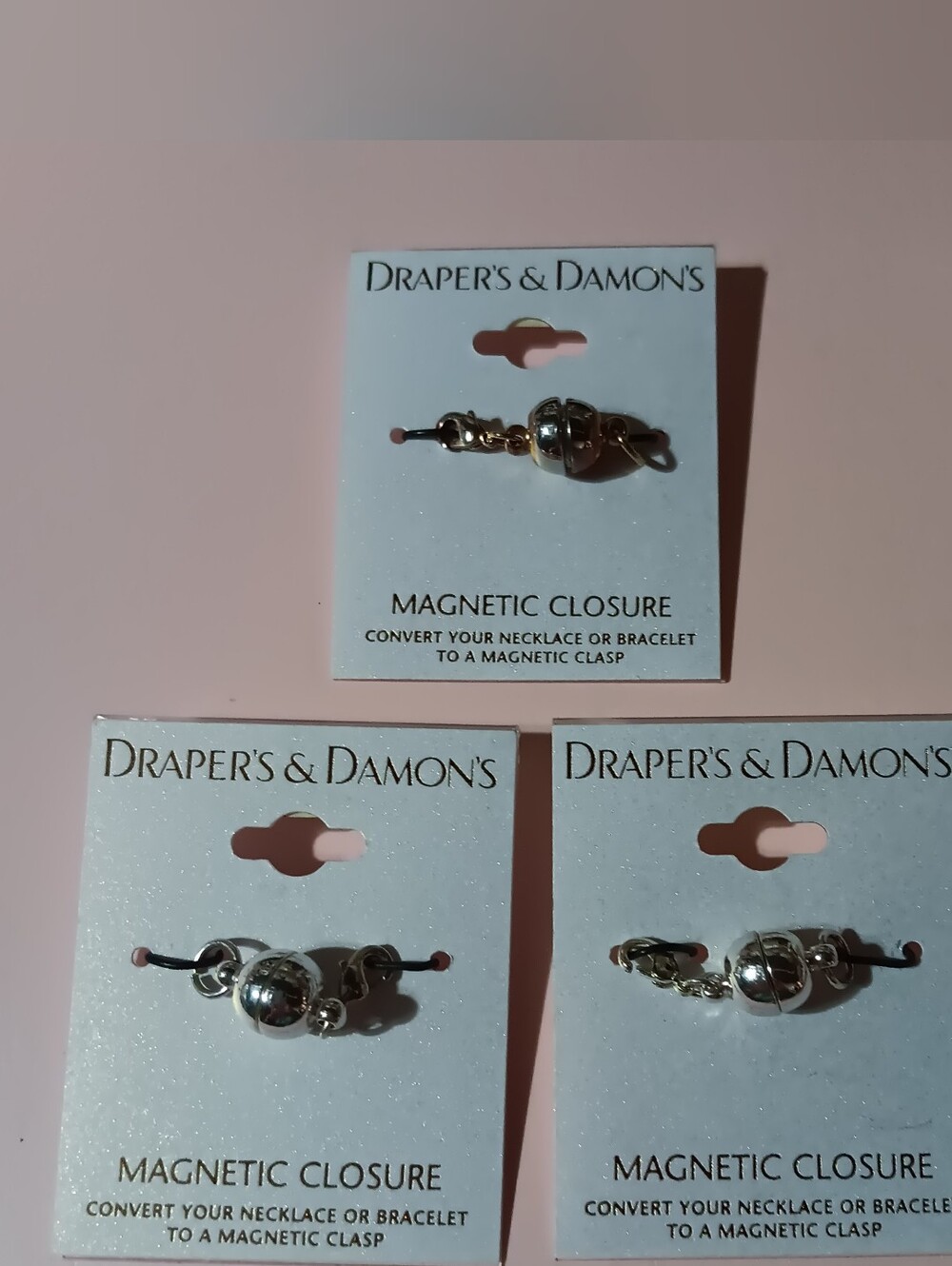 Draper's & Damon's Silver Magnetic Necklace Closure - Set of 3